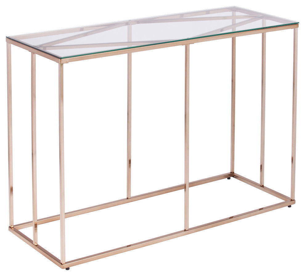 Nicholese Contemporary Glass-Top Console Table, Champagne