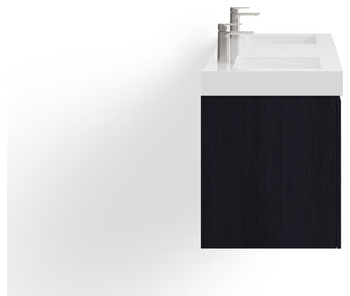 Boutique Bath Vanity, Black, 72", Double Sink, Wall Mount