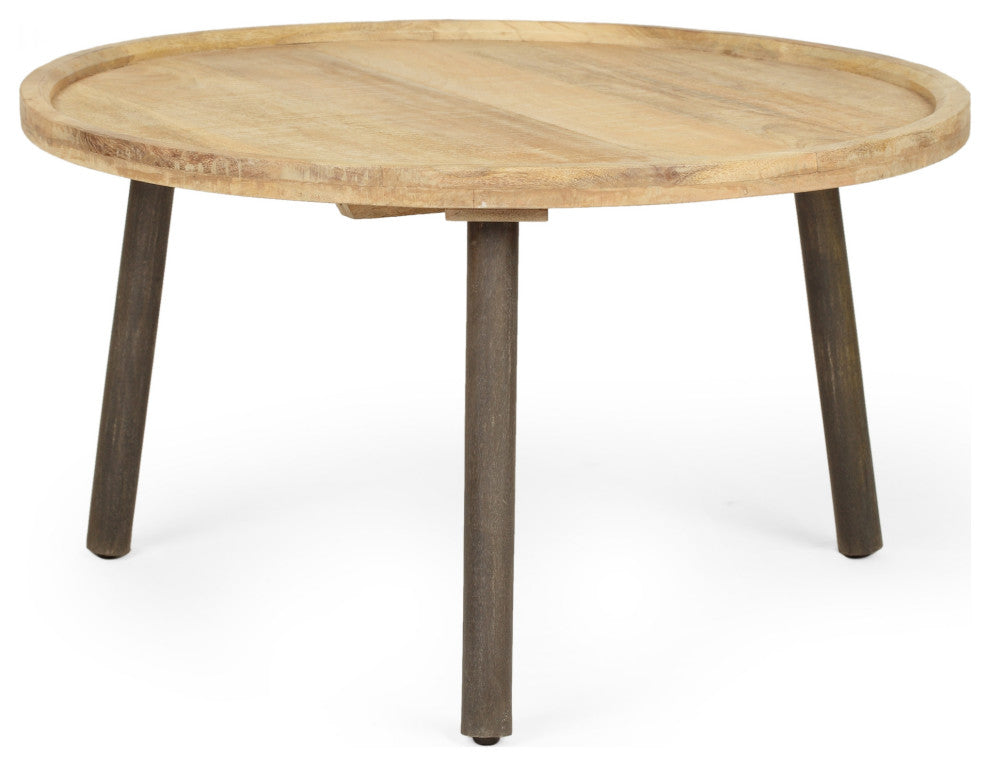 Merry Rustic Handcrafted Round Mango Wood Coffee Table