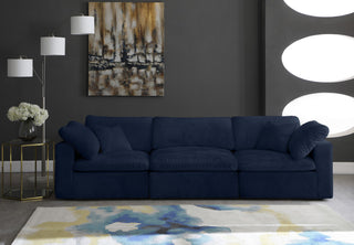 Cozy Velvet Upholstered Comfort 3-Piece Modular Sofa, Navy