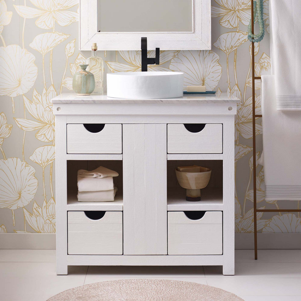 Vintner's Freestanding Single Bathroom Vanity, Blanc, 36"