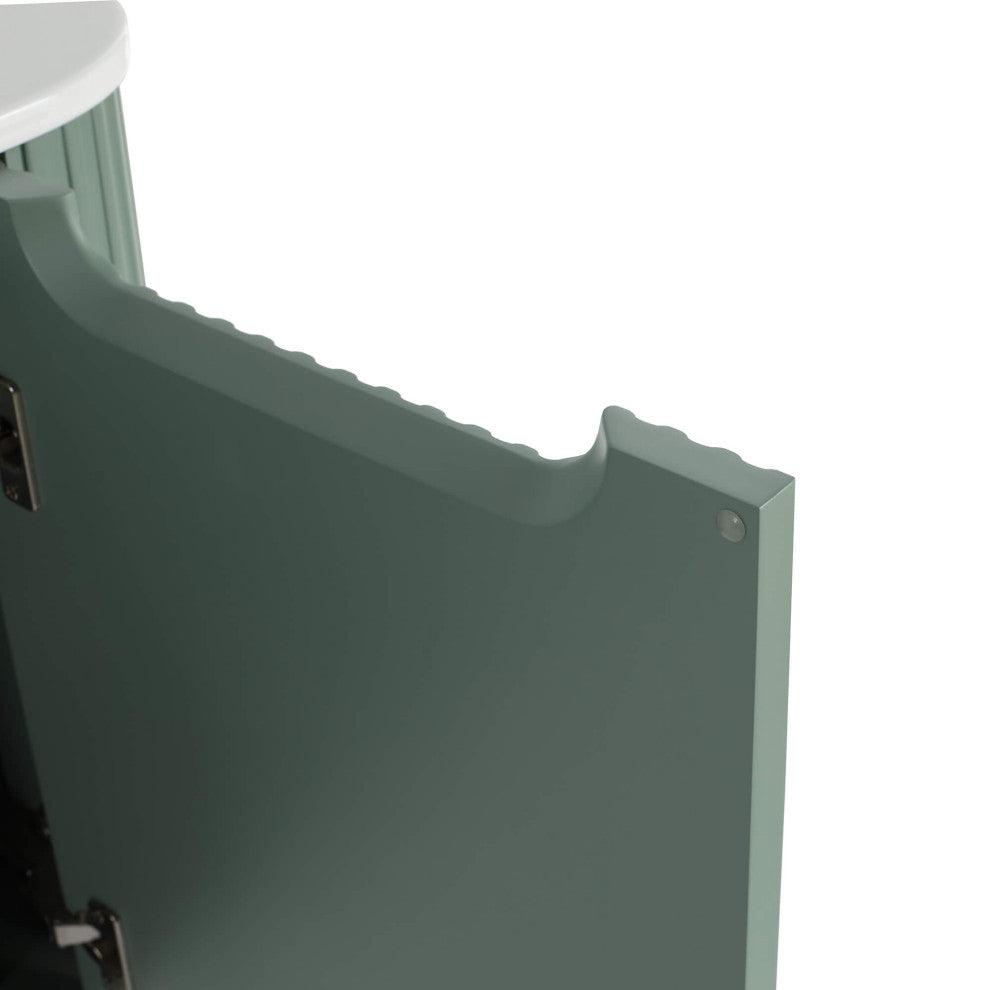 Caskvalley Bath Vanity, Straight Fluted Design Sink Included, Mint Green, 24"