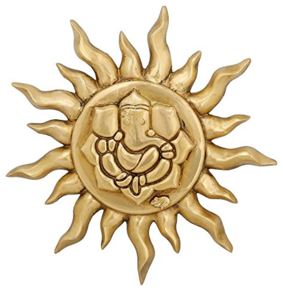 Indian Home Decor Sun And Ganesha Wall Hanging Statue 12" Weight 2.03 Kg