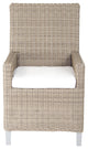Palisades Armed Dining With Sunbrella Cushions, Gray, Canvas Natural
