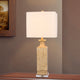 Beige Resin Column Table Lamp with Clear Acrylic base, 30"