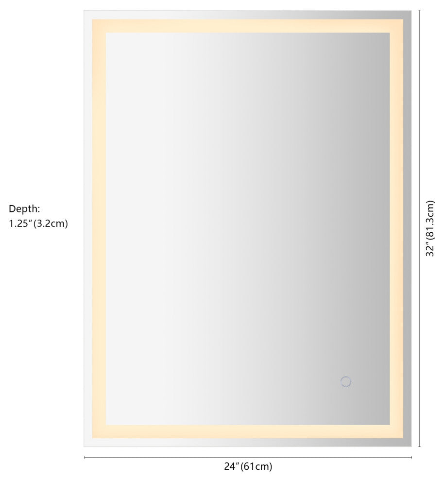 Pax Anti-Fog Front/Back-lit Bathroom Vanity Mirror, Touch Control, Height: 32"
