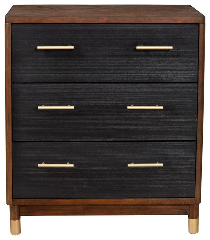 Alpine Furniture Belham 3 Drawer Small Wood Chest in Dark Walnut (Brown)