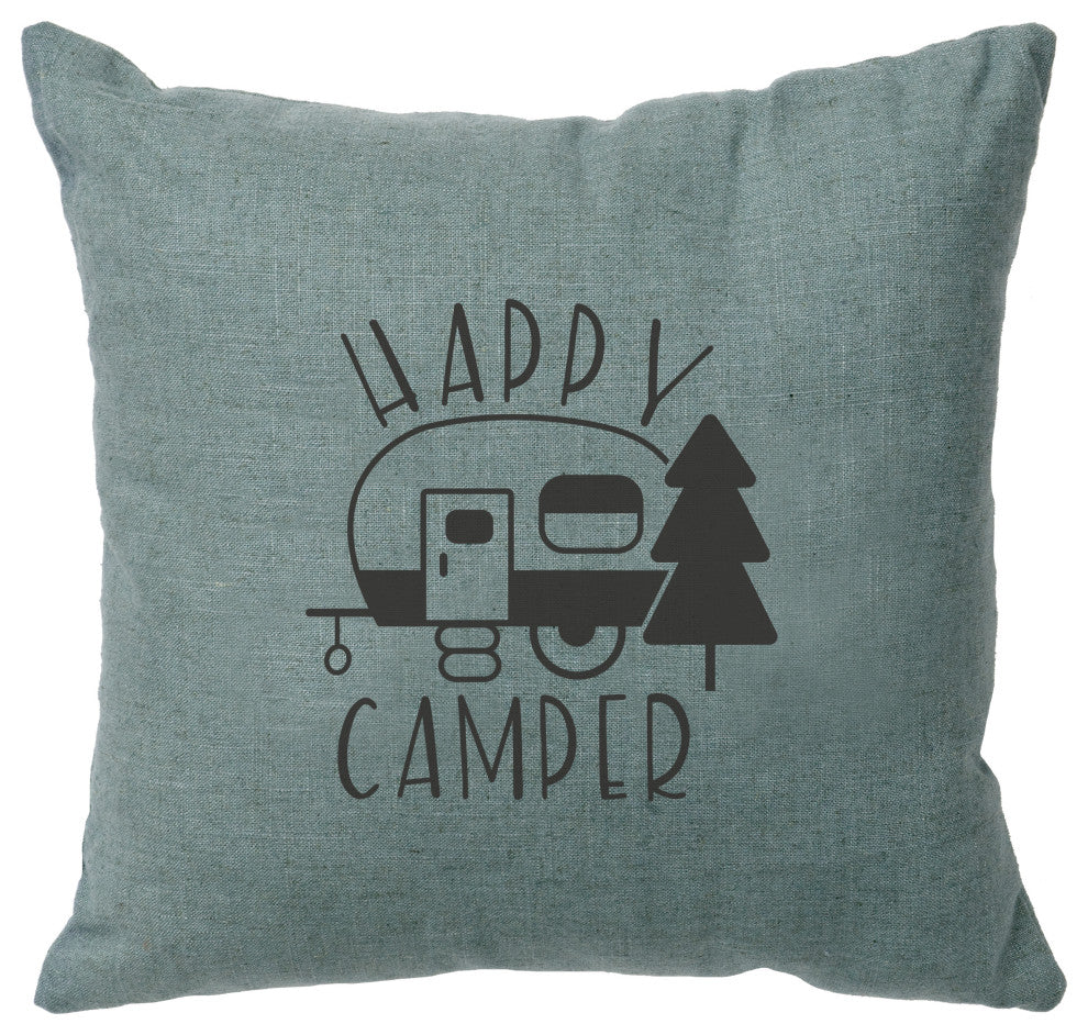 Image Pillow 16x16 Happy Camper Linen Ocean