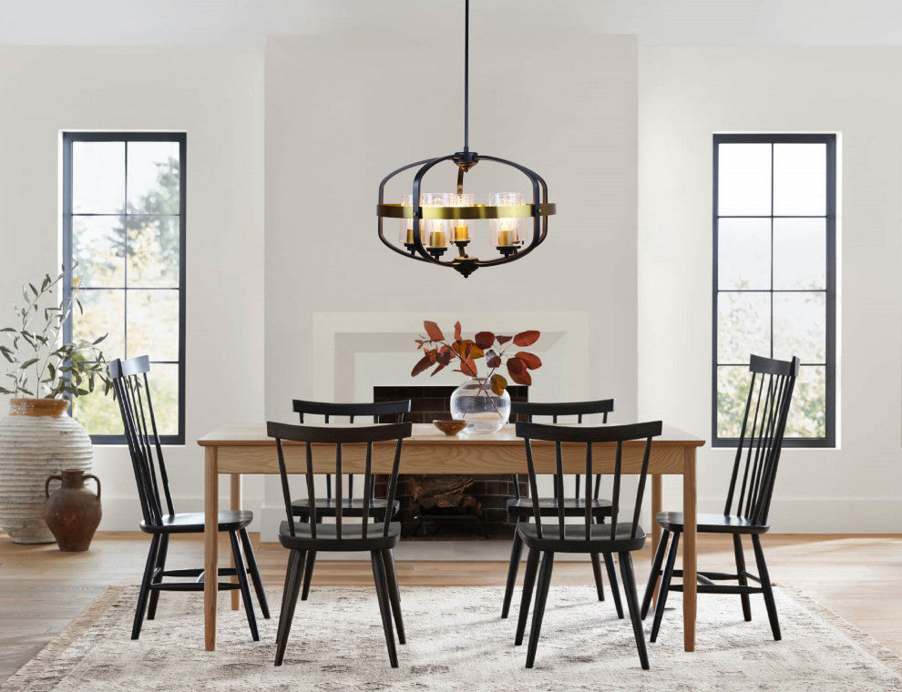Contemporary-Style Black/Bronze 5 Light Large Pendant 24" Wide