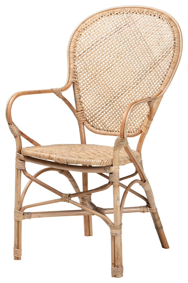 Modern Bohemian Natural Rattan Dining Arm Chair