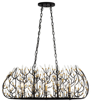 Bask 6-Lt Crystal Linear Pendant - Matte Black/French Gold