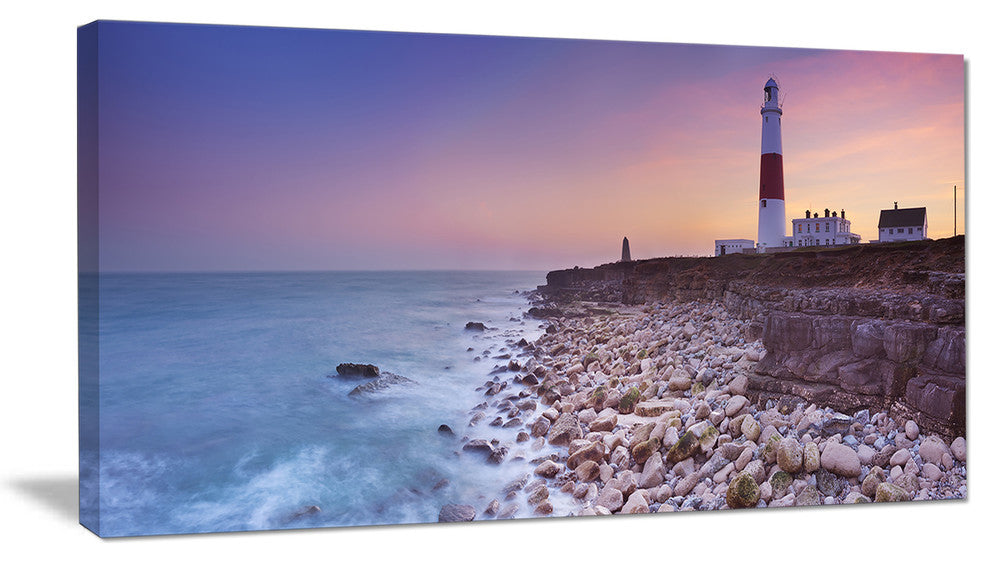 Portland Bill Lighthouse in Dorset, Modern Seashore Canvas Wall Art, 40x20