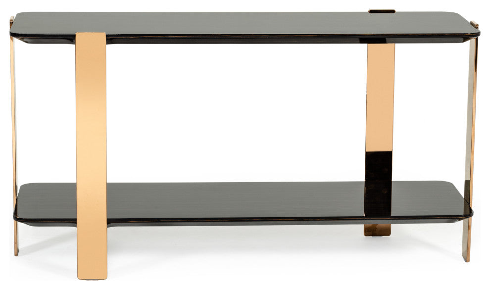 Modrest Leroy Ebony and Rosegold Console Table