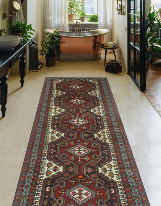 Fine Vintage Distressed Brent Red/Charcoal Runner, 3'8 x 9'10