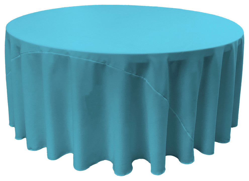 LA Linen Round Polyester Poplin, Dark Turquoise, 120" Round
