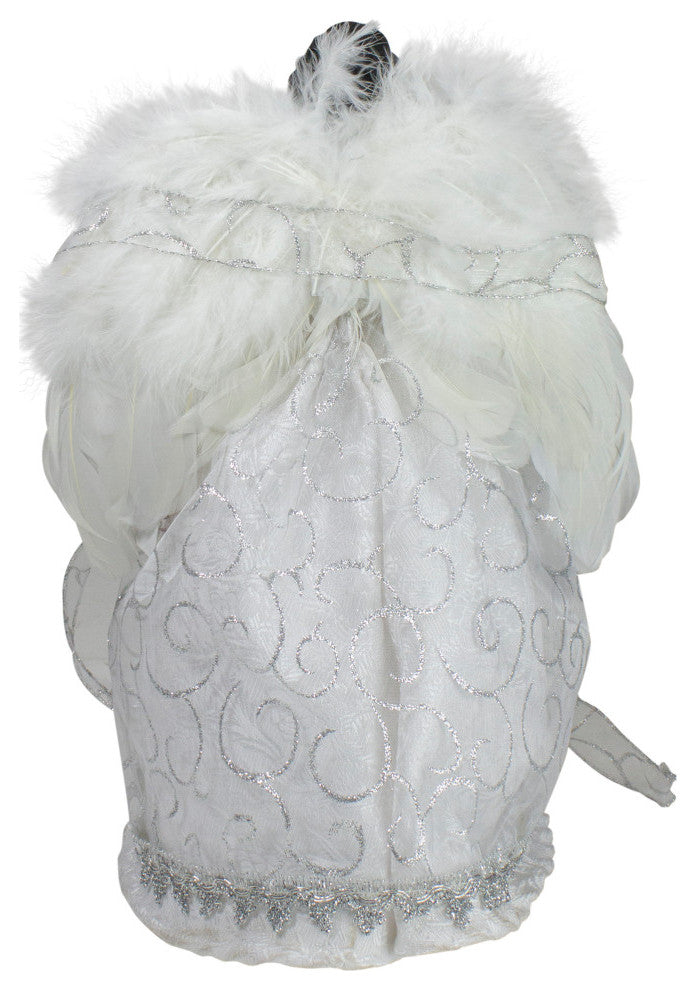 14" African American Silver & White Angel Christmas Tree Topper Unlit