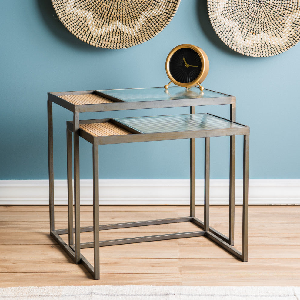 Bamboo Side Table, 2-Piece Set