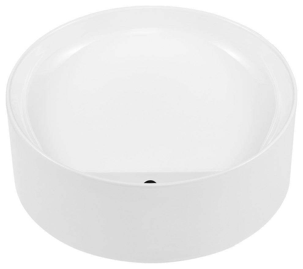 Beau 16.5" Round Vessel Bathroom Sink, Glossy White