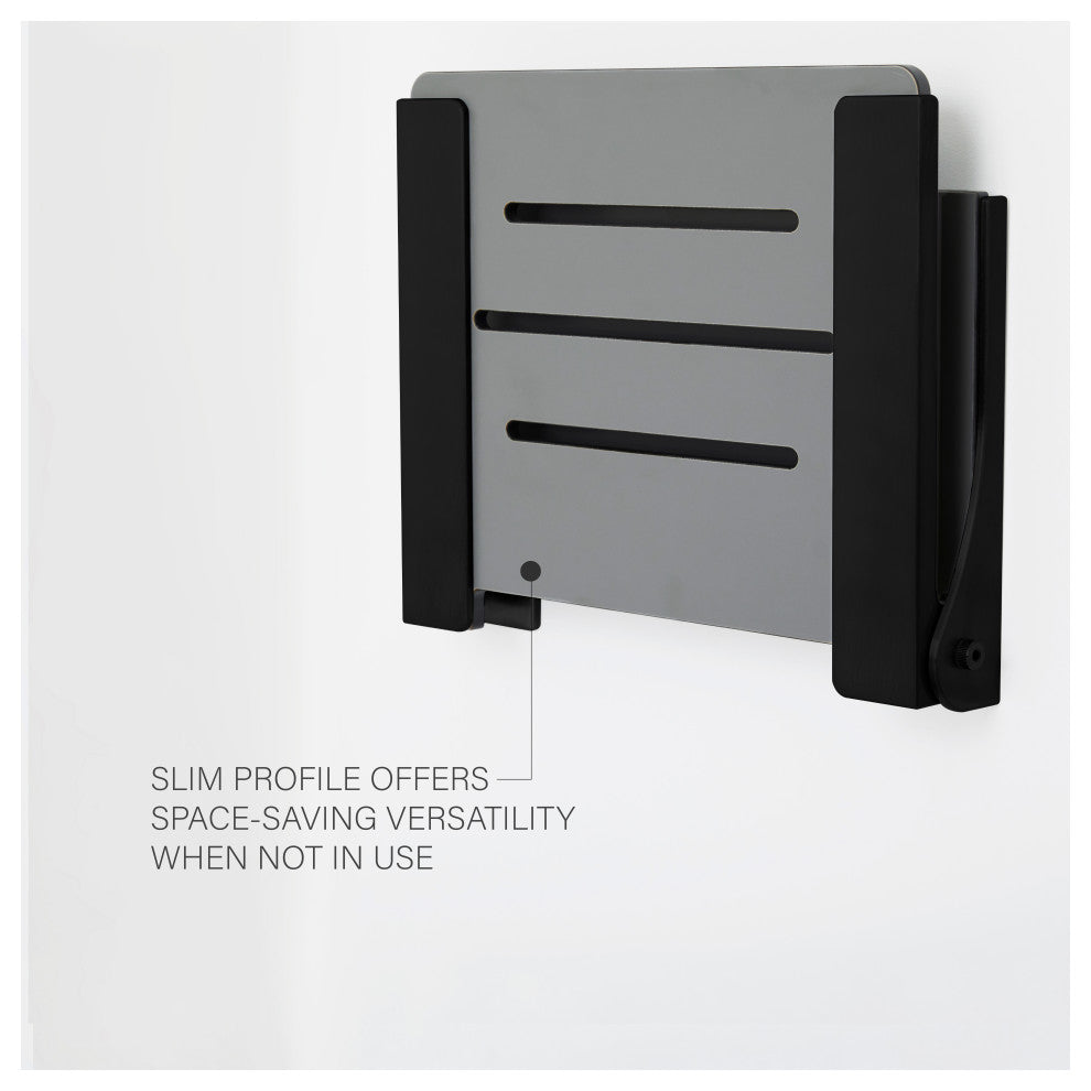Silhouette Folding Wall Mount Shower Bench Seat, Gray Seat, Matte Black Frame
