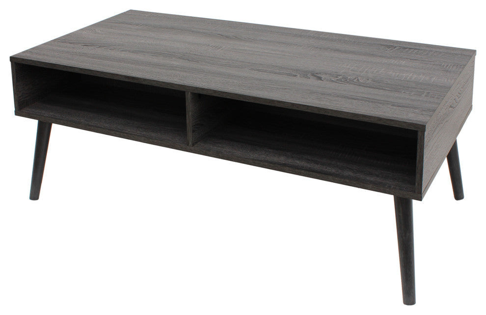 GDF Studio Savone Mid Century Modern Faux Wood Overlay Coffee Table, Gray Oak