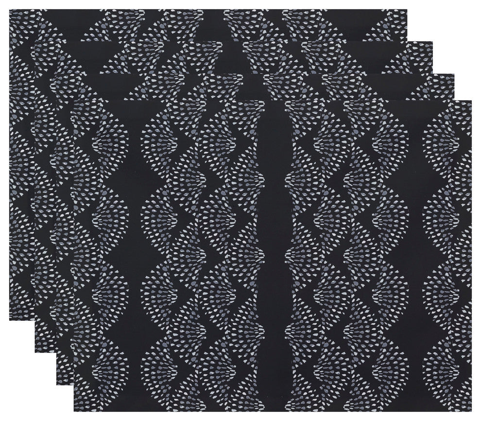 Dotted Decor 18"x14" Black Stripe Print Placemat, Set of 4