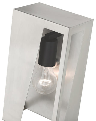 Forsyth 1-Light Brushed Nickel Outdoor Medium ADA Wall Lantern, Black Accents