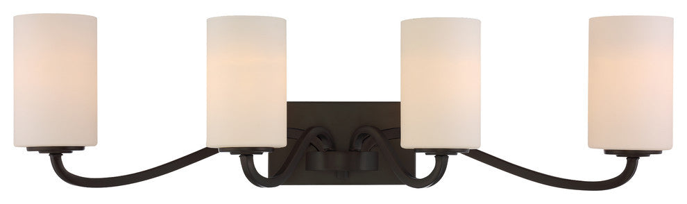 Nuvo 4-Light Incandescent Willow Vanity Light Fixture, Aged Bronze
