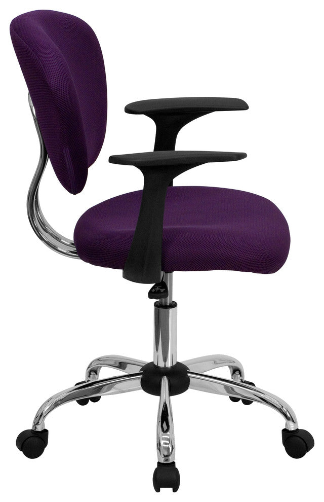 Mid-Back Mesh Task Chair With Arms and Base, Purple