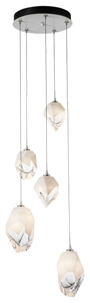 Chrysalis 5-Light Mixed Crystal Pendant White Finish- Long, White Crystal