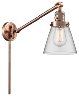 Small Cone 1-Light LED Swing Arm Light, Antique Copper, Glass: Clear