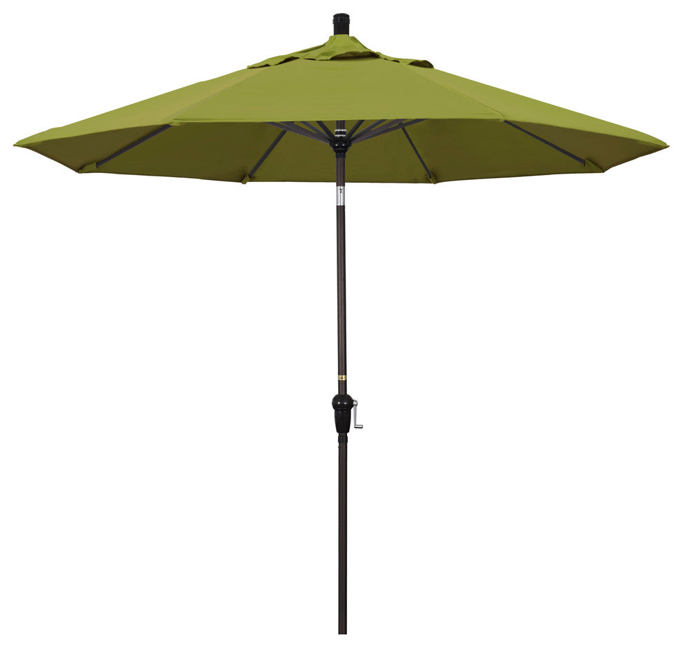 9' Bronze Auto-Tilt Crank Aluminum Umbrella, Pacifica, Ginkgo