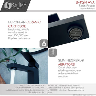 STYLISH Bathroom Faucet Single Handle Matte Black Finish, B-112N AVA