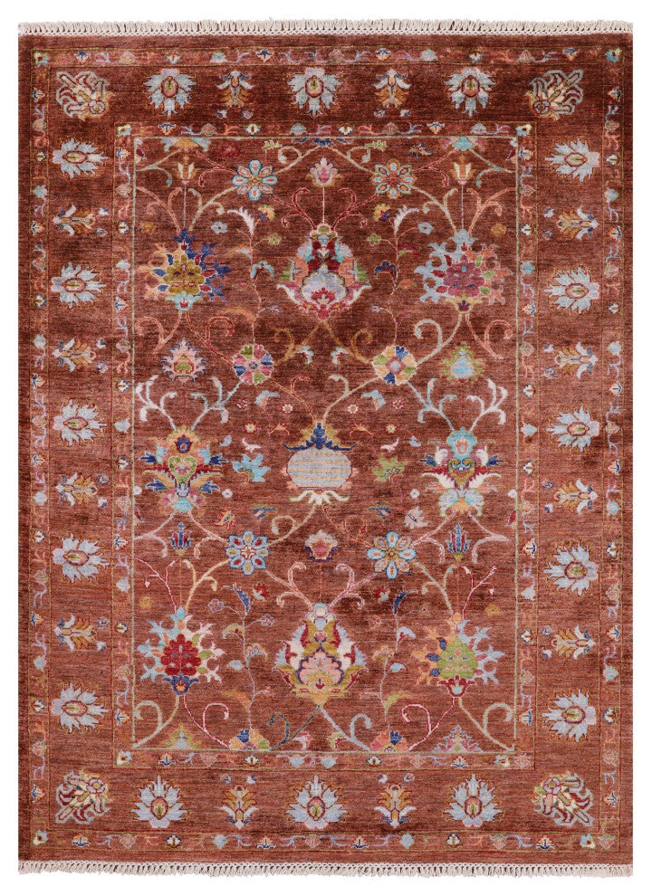 5' 2" X 6' 10" Hand-Knotted Persian Tabriz Wool Rug Q10117
