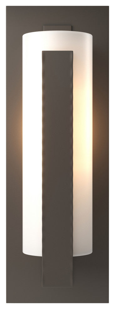 Forged Vertical Bars Outdoor Sconce, Coastal Bronze Finish, Opal Glass