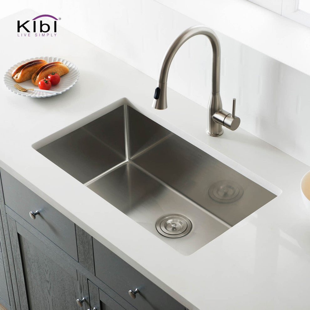 KIBI Handcrafted Undermount Single Bowl 16 Gauge Stainless Steel Kitchen Sink, 3