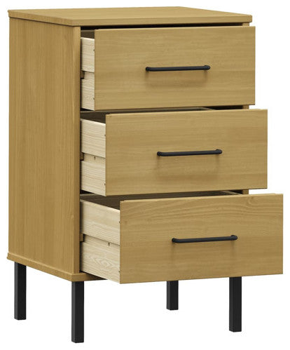 vidaXL Nightstand Bedside Cabinet with 3 Drawers Brown Solid Wood Pine OSLO