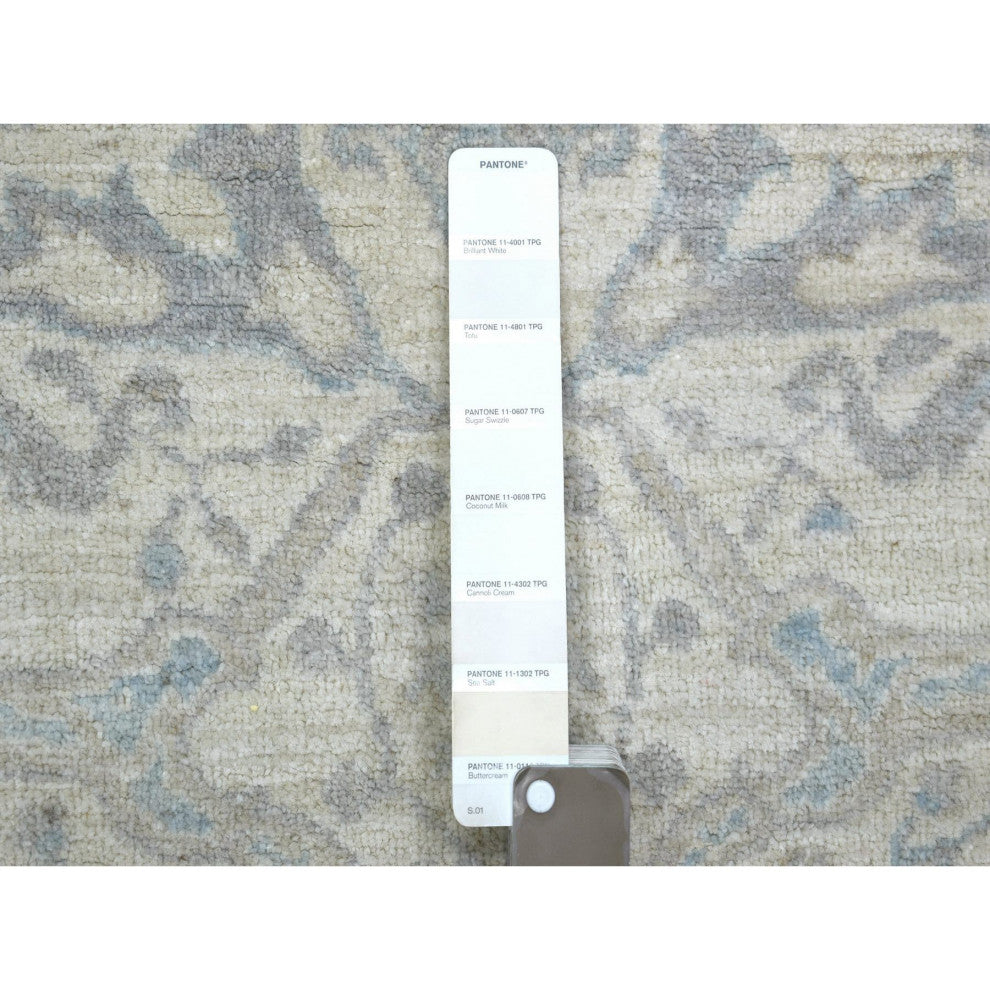 Ivory Pure Wool Natural Dyes Hand Knotted Stone Wash Peshawar Rug, 3'9"x6'0"