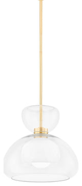 1 Light Pendant, Aged Brass