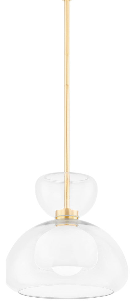 1 Light Pendant, Aged Brass