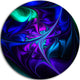 Bright Blue Abstract Floral Shapes, Floral Disc Metal Wall Art, 36"