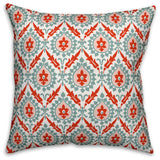Ikat, Blue and Red Throw Pillow Cover, 16"x16"