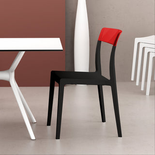 Flash Dining Chair, Black Transparent, Red, Set of 2
