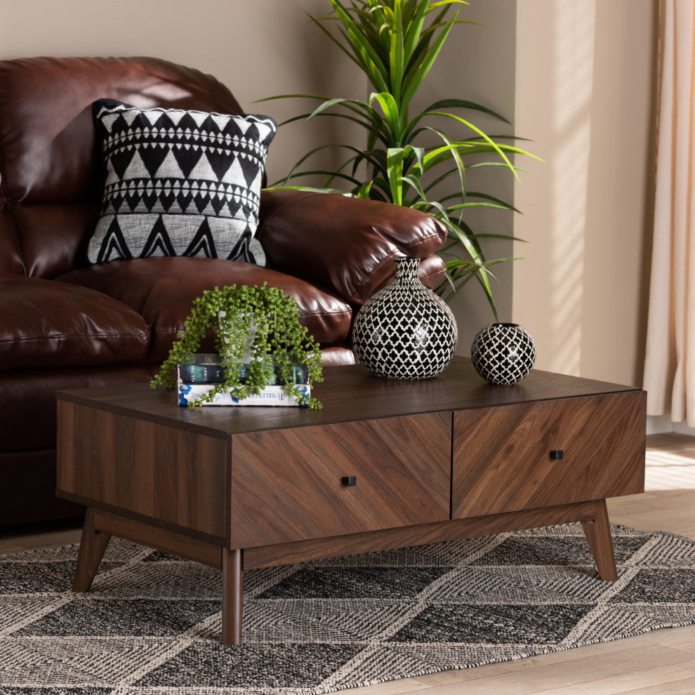 Hugo Mid-Century Coffee Table, Walnut Brown