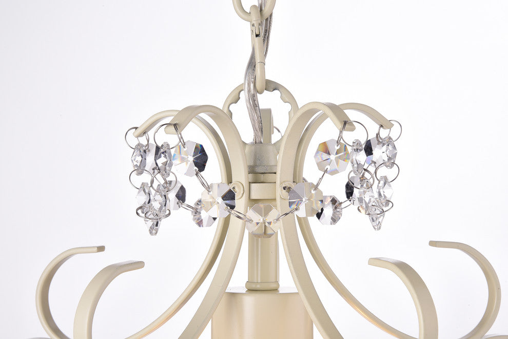 Amorette 1-Light White Finish Mini Chandelier With Crystals Glam Lighting