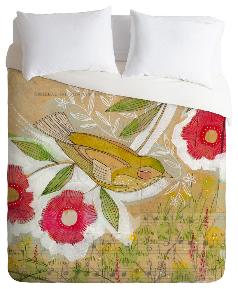 Deny Designs Cori Dantini Sweet Meadow Bird Duvet Cover - Lightweight