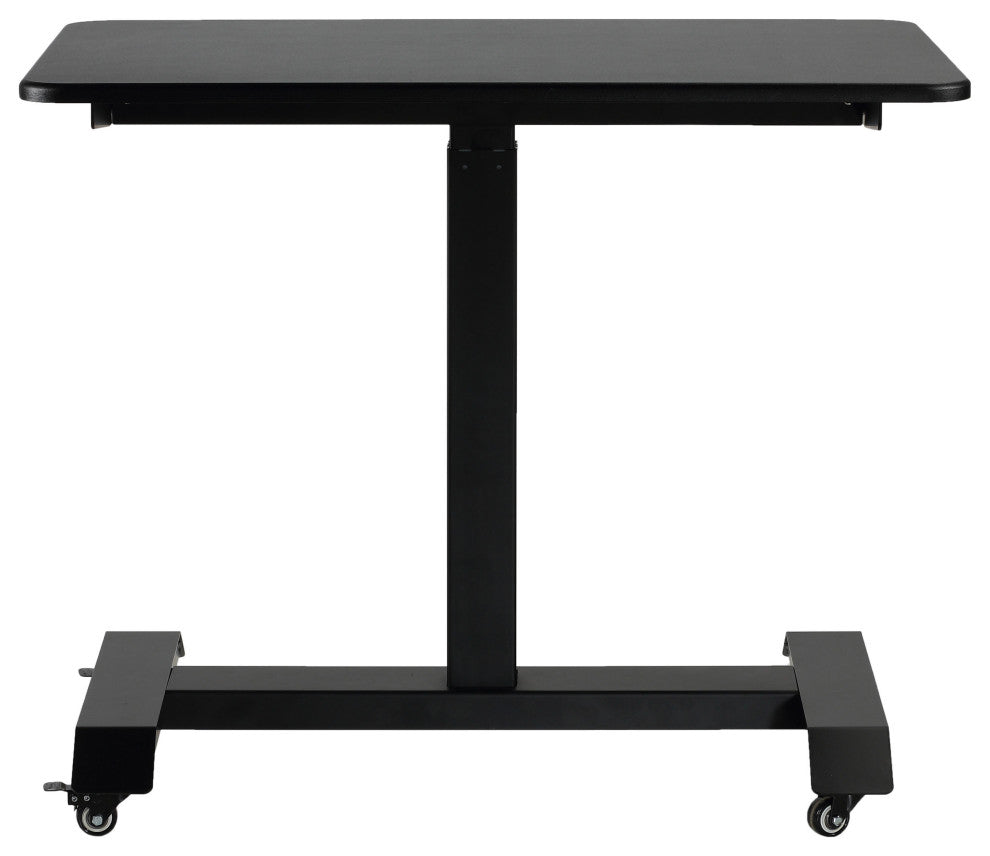 Cortesi Home Luna Electric Sit to Stand Mobile Desk With Wheels, Black