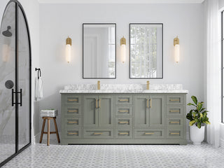 Boston 84 Double Sink Bath Vanity in Evergreen 2" Carrara Marble