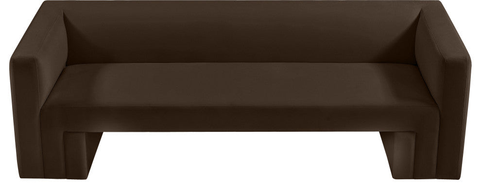 Henson Velvet Upholstered Sofa, Brown