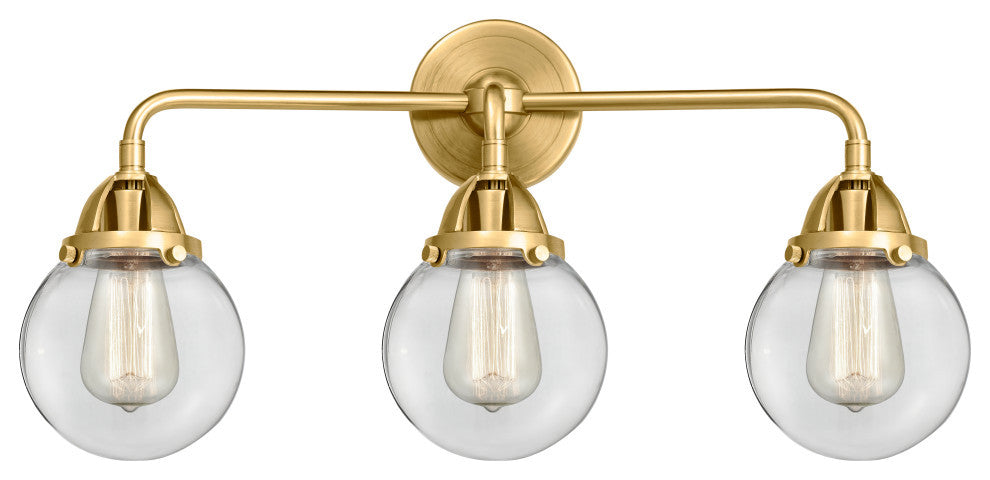 Beacon Bath Vanity Light, Satin Gold, Clear, Clear
