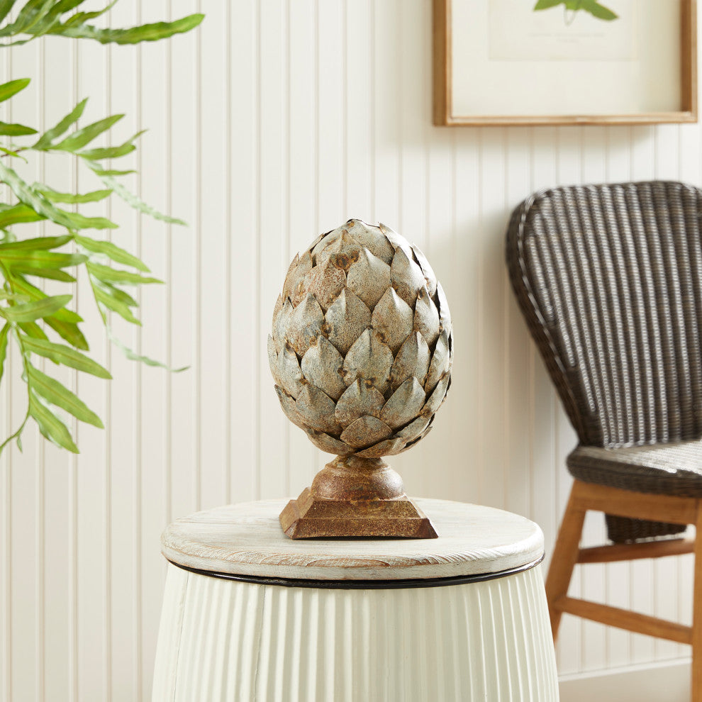 Weathered Metal Artichoke Finial Small